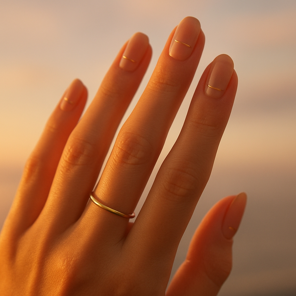 golden nude nails